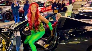 GLAMOUR RICH LADIES AT HALLOWEEN MONACO DRIVE SUPERCARS | LUXURY LIFESTYLE | Ferrari, Lamborghini