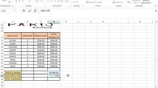 FORMULA EN EXCEL DE DESCUENTO