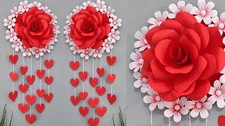 Easy paper craft wall hanging | Rose paper flower wall decor | Diy Room decor | Home decor ideas