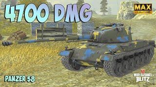 Panzer 58 with 4700 DAMAGE ⭕️ Ace Badge ⭕️ WoT Blitz Gameplay