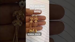 92.5 pure silver with gold polish earing    ph: #silvercollection 90806 39638