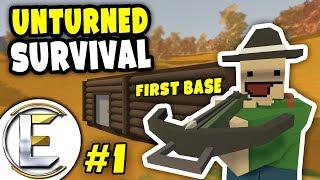 MY FIRST BASE | Unturned Survival Series #1 - Finding loot and salvaging items