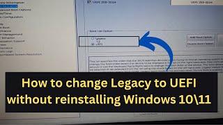 2024 FIX - How to change Legacy to UEFI without reinstalling Windows 10\11 | Convert LEGACY to UEFI