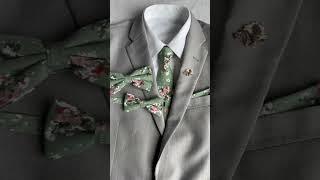 Sage green floral tie and bow tie.  #ties #bowtie #necktie #menswear #engagement #neckties