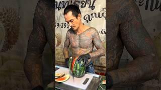 Thai Gangster Uncle's Watermelon Cutting Skills
