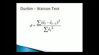 Econometrics - Durbin Watson test (DW test) by Dr.G.Jayanthi