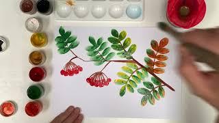 How to draw a rowan. We draw a mountain ash step by step. Autumn. Drawing lesson.