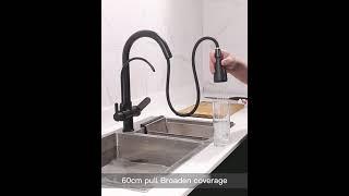 The kitchen pull faucet is hot and cold three in one! !