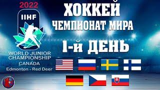 Хоккей. Молодежный чемпионат мира-2022. Обзор.1-й день игр. Ужасный старт сборной России на МЧМ.