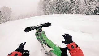 Первый раз на сноубайке, реальность без ожиданий. Snowbike test. Yeti, Шерегеш