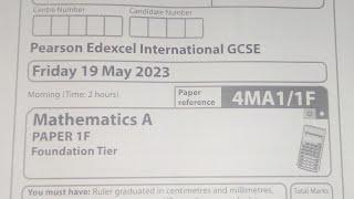 Pearson Edexcel IGCSE Mathematics A Foundation Tier May 2023 PAPER 1F (4MA1/1F) QUESTION 7