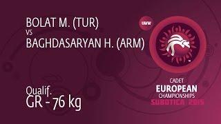 Qual. GR - 76 kg: M. BOLAT (TUR) df. H. BAGHDASARYAN (ARM), 3-2