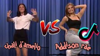 Charli d'amelio vs Addison rae tiktok dance challenge on jimmy fallon 