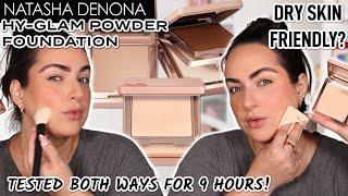 NEW NATASHA DENONA HY-GLAM POWDER FOUNDATION TESTED BOTH WAYS! *Dry Skin Review* + 9 Hour Wear Test!