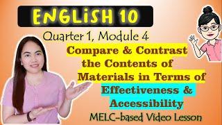 Compare and Contrast Content of Materials |GRADE 10| MELC-based VIDEO LESSON|QUARTER 1| MODULE 4