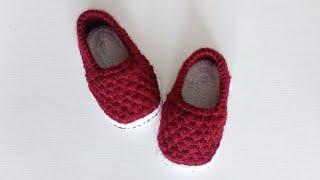 ПИНЕТКИ МОКАСИНЫ "ЯГОДКИ" ДЛЯ НОВОРОЖДЕННЫХ/РАЗМЕР ПОДОШВЫ 9,5 СМ/BOOTIES/CROCHET