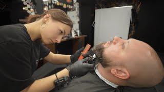 He Will 100% Remember This Epic Beard Trim by Barber Girl Myroslava