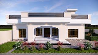 Single floor house design - 4 Rooms | Modern village style single story house design