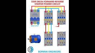 STAR DELTA FORWARD REVERSE STARTER POWER CIRCUIT #electrical #Star #Delta #motor #MCB #circuit #vfd