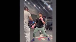 Shakur Stevenson defensive mittwork training for Floyd Schofield