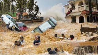 Terrifying footage of devastating flooding due to record monsoon rains in India!