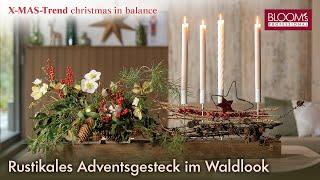 Rustikales Adventsgesteck im Waldlook - Weihnachtstrend 2023 "christmas in balance"