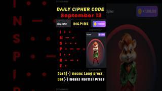 Daily cipher hamster kombat today | 13 September hamster kombat daily cipher combo | 5 million coins