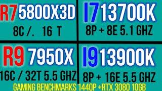 I7 13700K VS R7 5800X3D VS 13900K VS R9 7950X 1440P gaming benchmarks + RTX 3080 10 GB