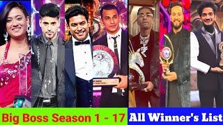 Big Boss All Season ( 1-17 ) Winners And Runner Up. Season 17 Winner  Munawar Faruqui