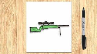 How to draw AWM Sniper Gun From Pubg Step by step for beginners