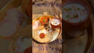 Tomato chutney on a grinding stone and barley roti #shorts #shortvideo