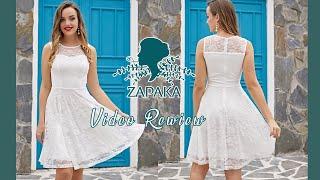 Unique Women White A Line Round Neck Lace Homecoming Dress | Zapaka