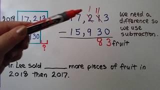 4th Grade Math 1.8, Word Problem Solving, Comparison Problems with Addition & Subtraction