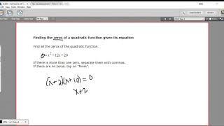 Finding the zeros of a quadratic function given its equation