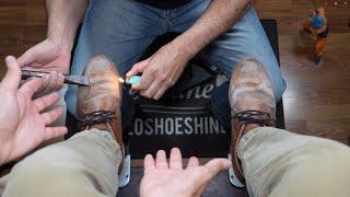 DESTROYED BOOTS GET TRANSFORMED!!! | Angelo Shoe Shine ASMR