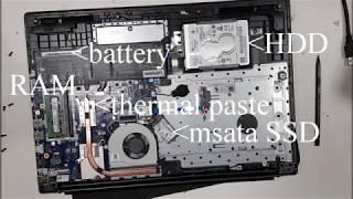 Laptop Lenovo Ideapad 320--17IKB 80XM disassembly: change ram, HDD, ssd msata, thermal paste