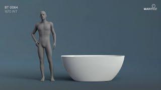 Bath ergonomics analysis for BT 0064 1670 INT. Body position of a man 185 cm tall.