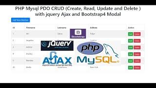 PHP Mysql PDO CRUD (Create, Read, Update and Delete ) with jquery Ajax and Bootstrap4 Modal