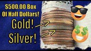 GOLD & SILVER FOUND IN THIS $500 BANK BOX OF HALF DOLLAR COINS!