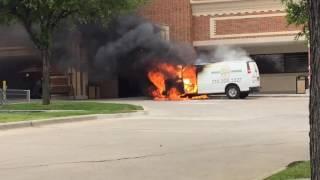 Van catches fire in front of Mansfield Kroger