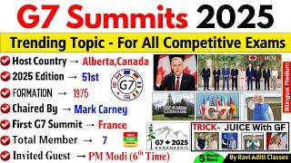 G7 Summit 2025 Current Affairs | Important Summits & Conferences 2025 | G7 Summit 2025 MCQ |