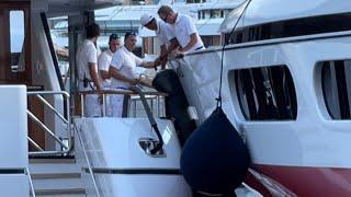 LADY MARINA YACHT SQUEEZING IN AS SHE DOCK IN TIGHT BERTH AT MONACO PORT  @archiesvlogmc