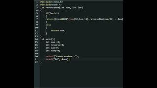 #shorts #rookieprogrammer C program to reverse an integer number using recursion