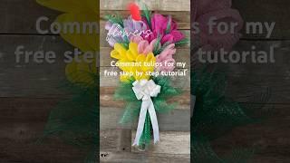 Dollar Tree Easter Decorations/ Easter Wreath with Mesh and Ribbons/ Dollar Tree DIY #shorts #diy