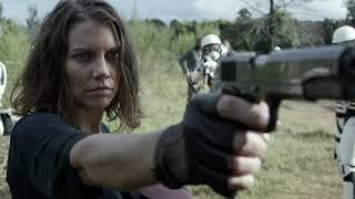 Daryl and Maggie aim gun at Lance 11x15 The walking dead