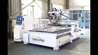 TechPro® high end ATC CNC Router with 5+4 drilling bank for hot sale. #cncmachine #atc #woodworking