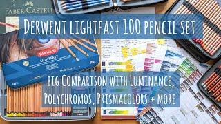 Derwent Lightfast 100 Coloured Pencil Set Swatch & Comparison: Luminance, Prismacolor, Polychromos