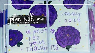 plan with me: may 2024 bullet journal setup // purple peonies theme