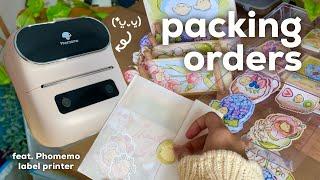 studio vlog  packing art orders, daiso finds, phomemo label printer °˖