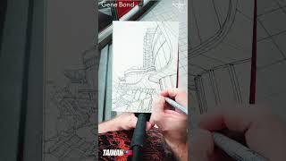 Urban sketching in Taiwan  ️ Global mall curves #genebond urbansketchers